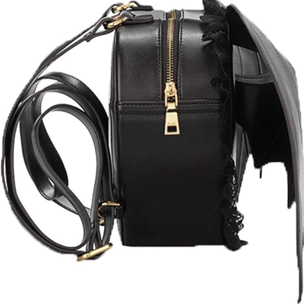 Black Bat Heart Backpack Wing Gothic Goth Punk - Picture 3 of 8